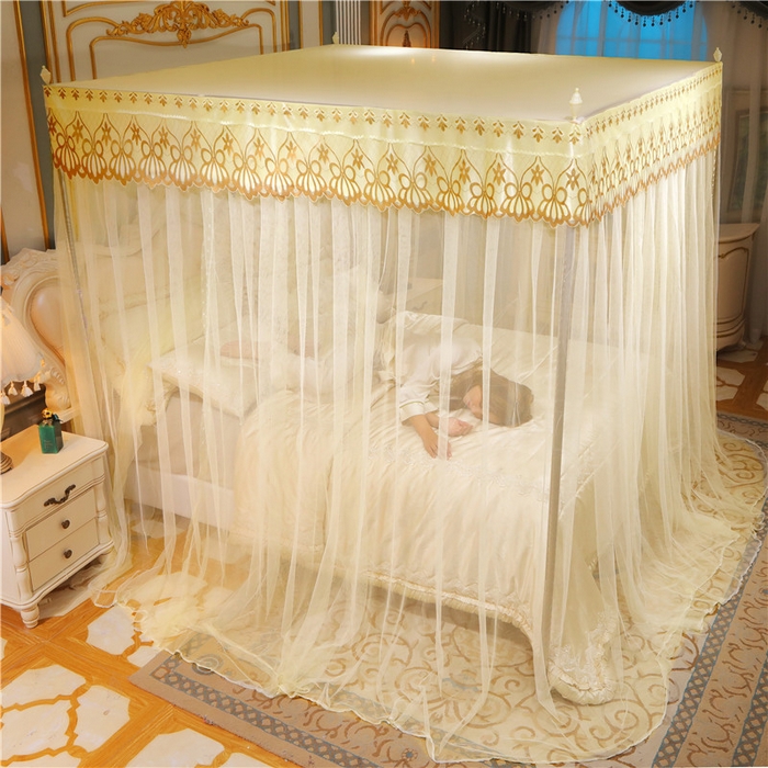 91家纺网 家纺一手货源 找家纺 冉美家纺 2026新款宫廷蚊帐 皇冠 恋情 幻彩 缤纷 恋情-黄色