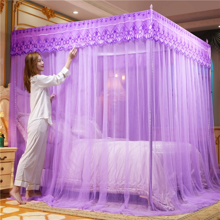 冉美家纺 2026新款宫廷蚊帐 皇冠 恋情 幻彩 缤纷 恋情-紫色