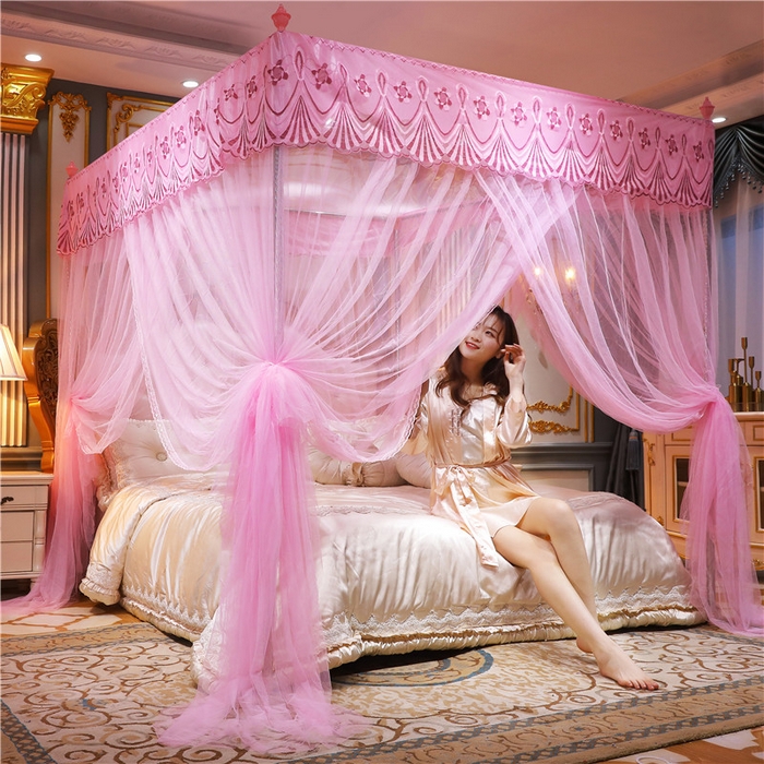 91家纺网 家纺一手货源 找家纺 冉美家纺 2026新款宫廷蚊帐 皇冠 恋情 幻彩 缤纷 幻彩-粉色