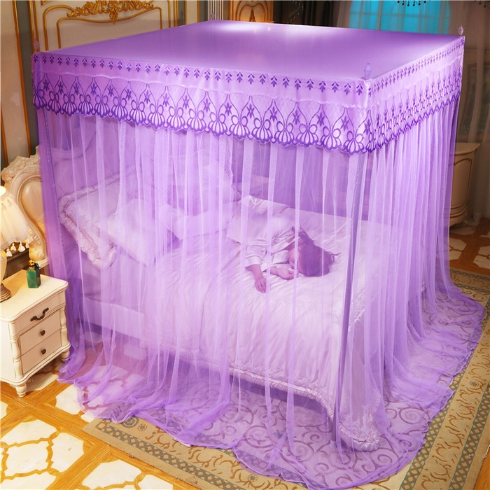 91家纺网 家纺一手货源 找家纺 冉美家纺 2026新款宫廷蚊帐 皇冠 恋情 幻彩 缤纷 恋情-紫色