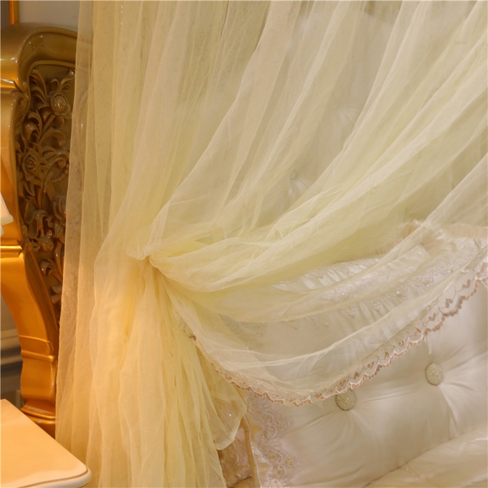 91家纺网 家纺一手货源 找家纺 冉美家纺 2026新款宫廷蚊帐 皇冠 恋情 幻彩 缤纷 幻彩-米黄