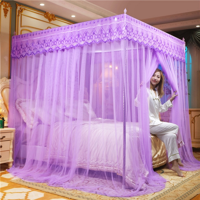 91家纺网 家纺一手货源 找家纺 冉美家纺 2026新款宫廷蚊帐 皇冠 恋情 幻彩 缤纷 恋情-紫色