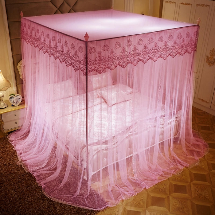 91家纺网 家纺一手货源 找家纺 冉美家纺 2026新款宫廷蚊帐 皇冠 恋情 幻彩 缤纷 繁花-粉色