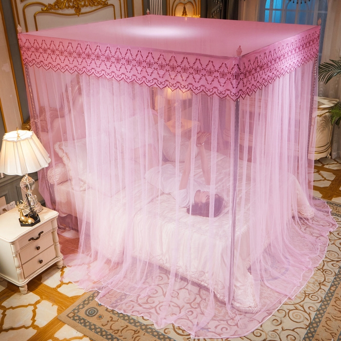 91家纺网 家纺一手货源 找家纺 冉美家纺 2026新款宫廷蚊帐 皇冠 恋情 幻彩 缤纷 皇冠-粉色