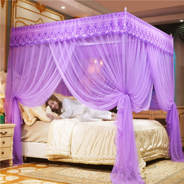 91家纺网 家纺一手货源 找家纺 冉美家纺 2026新款宫廷蚊帐 皇冠 恋情 幻彩 缤纷 恋情-紫色