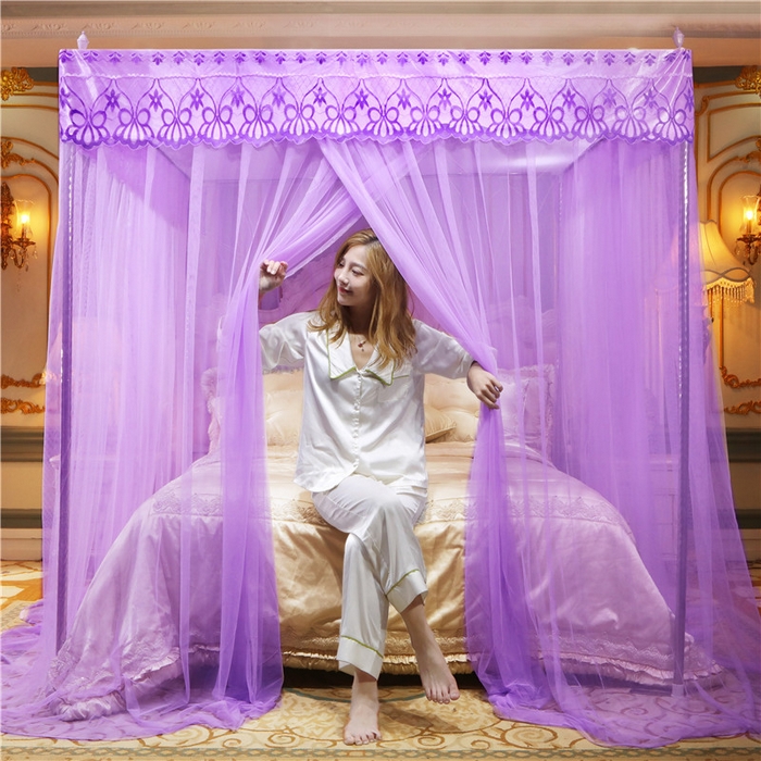 91家纺网 家纺一手货源 找家纺 冉美家纺 2026新款宫廷蚊帐 皇冠 恋情 幻彩 缤纷 恋情-紫色