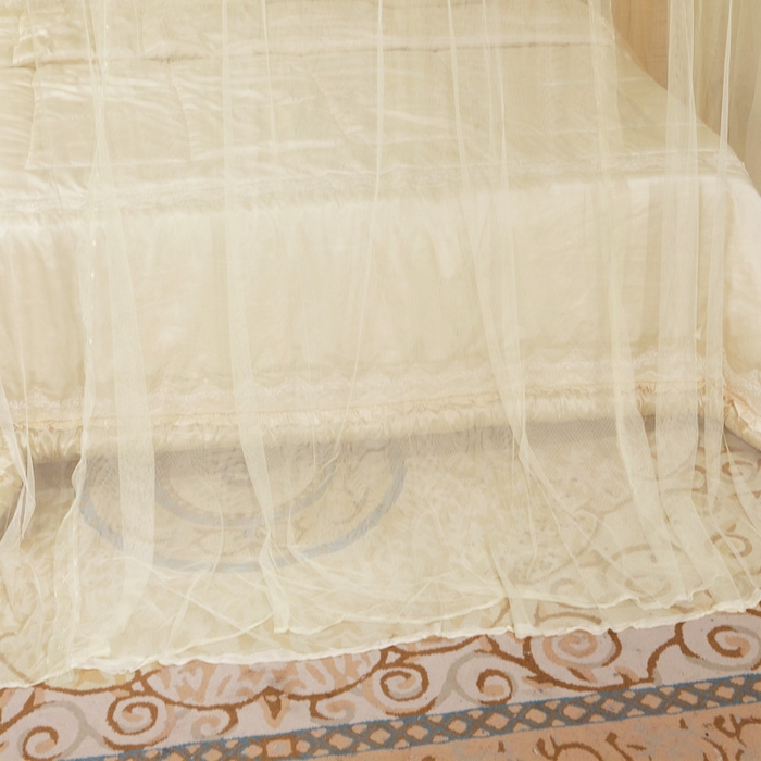 91家纺网 家纺一手货源 找家纺 冉美家纺 2026新款宫廷蚊帐 皇冠 恋情 幻彩 缤纷 皇冠-米黄