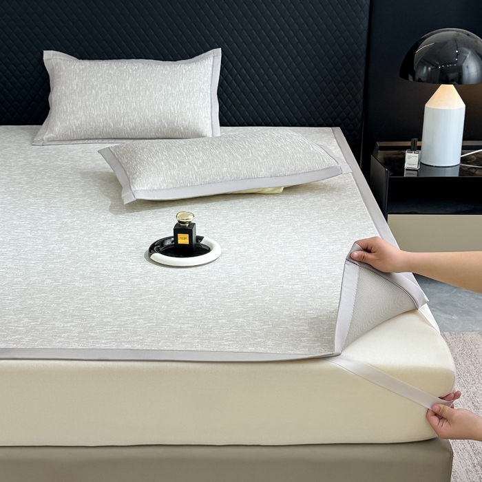 91家纺网 家纺一手货源 找家纺 999家纺 2026新款高端轻奢复合PE中分子乙纶凉感大提花凉席软席 梦境-灰