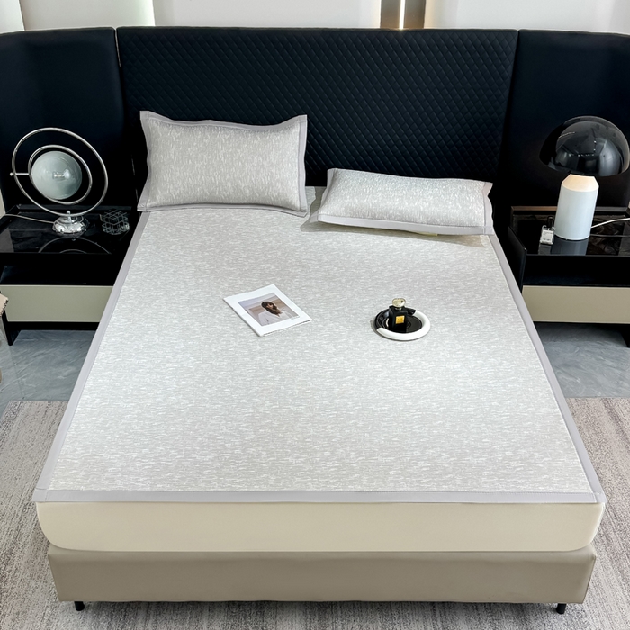 91家纺网 家纺一手货源 找家纺 999家纺 2026新款高端轻奢复合PE中分子乙纶凉感大提花凉席软席 梦境-灰