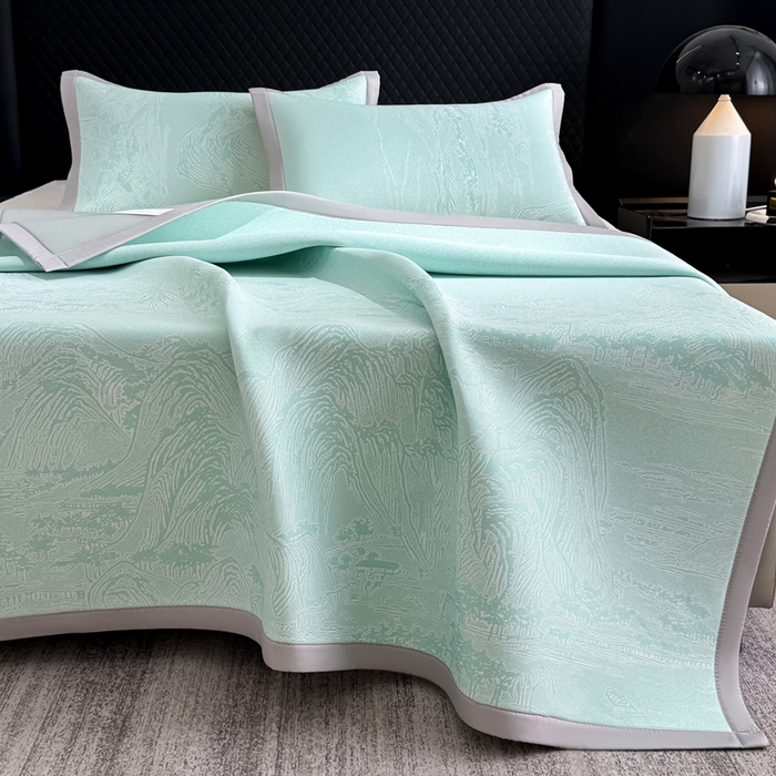 91家纺网 家纺一手货源 找家纺 （总）999家纺 2026新款高端轻奢复合PE中分子乙纶凉感大提花凉席软席