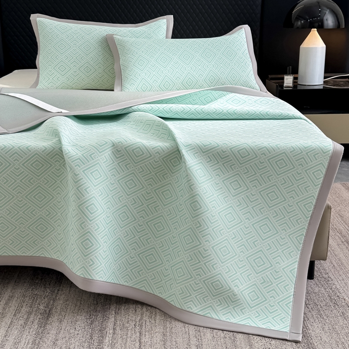 999家纺 2026新款高端轻奢复合PE中分子乙纶凉感大提花凉席软席 轻奢