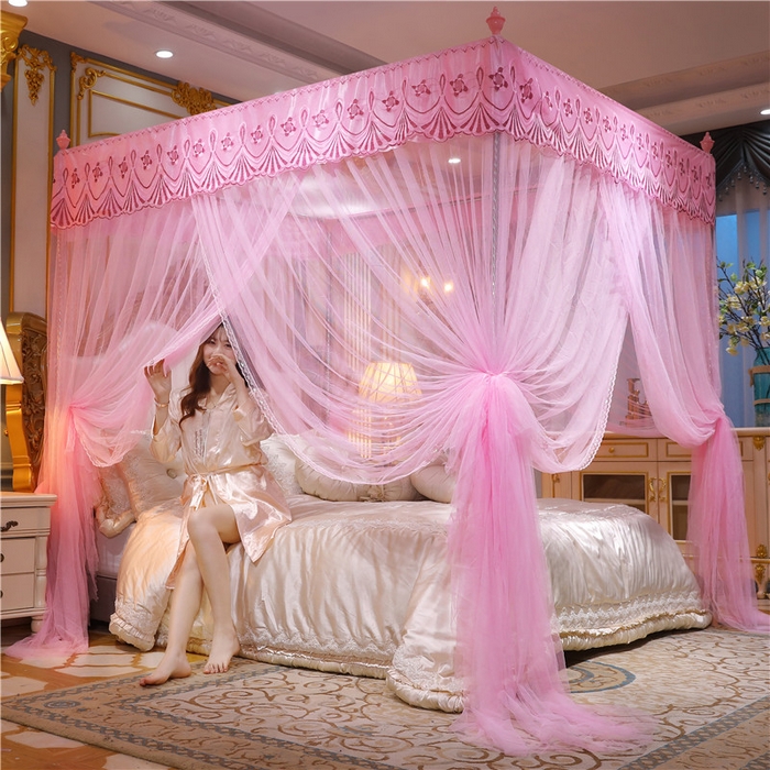 91家纺网 家纺一手货源 找家纺 冉美家纺 2026新款宫廷蚊帐 皇冠 恋情 幻彩 缤纷 幻彩-粉色