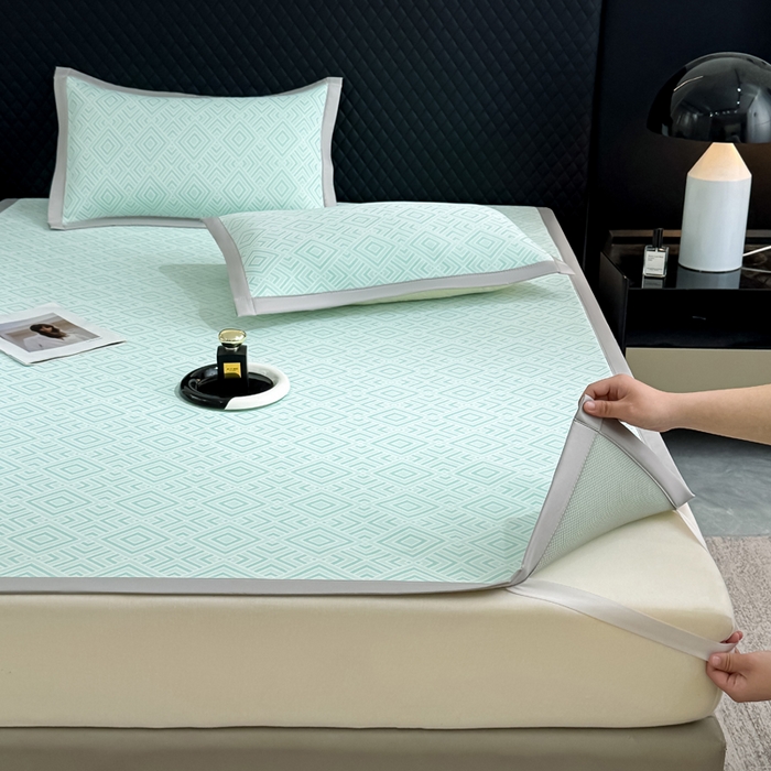 91家纺网 家纺一手货源 找家纺 999家纺 2026新款高端轻奢复合PE中分子乙纶凉感大提花凉席软席 轻奢