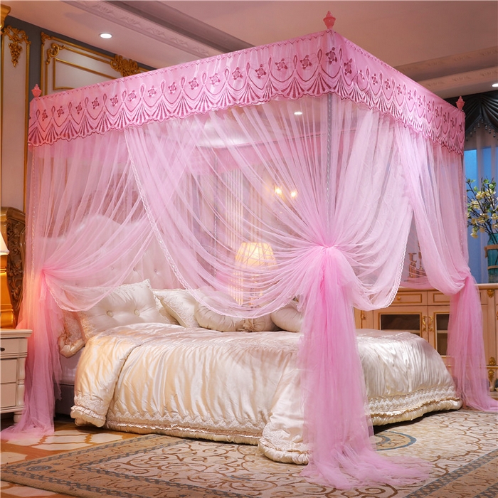 91家纺网 家纺一手货源 找家纺 冉美家纺 2026新款宫廷蚊帐 皇冠 恋情 幻彩 缤纷 幻彩-粉色