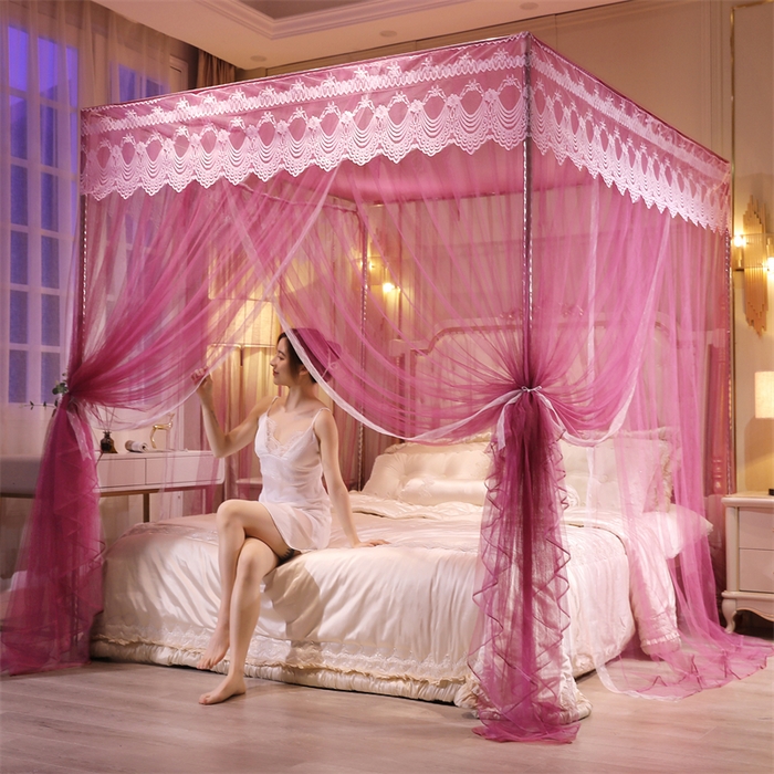 91家纺网 家纺一手货源 找家纺 冉美家纺 2026新款宫廷蚊帐 皇冠 恋情 幻彩 缤纷 缤纷-玫红