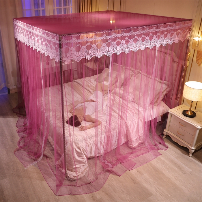 91家纺网 家纺一手货源 找家纺 冉美家纺 2026新款宫廷蚊帐 皇冠 恋情 幻彩 缤纷 缤纷-玫红