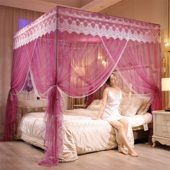 91家纺网 家纺一手货源 找家纺 冉美家纺 2026新款宫廷蚊帐 皇冠 恋情 幻彩 缤纷 缤纷-玫红