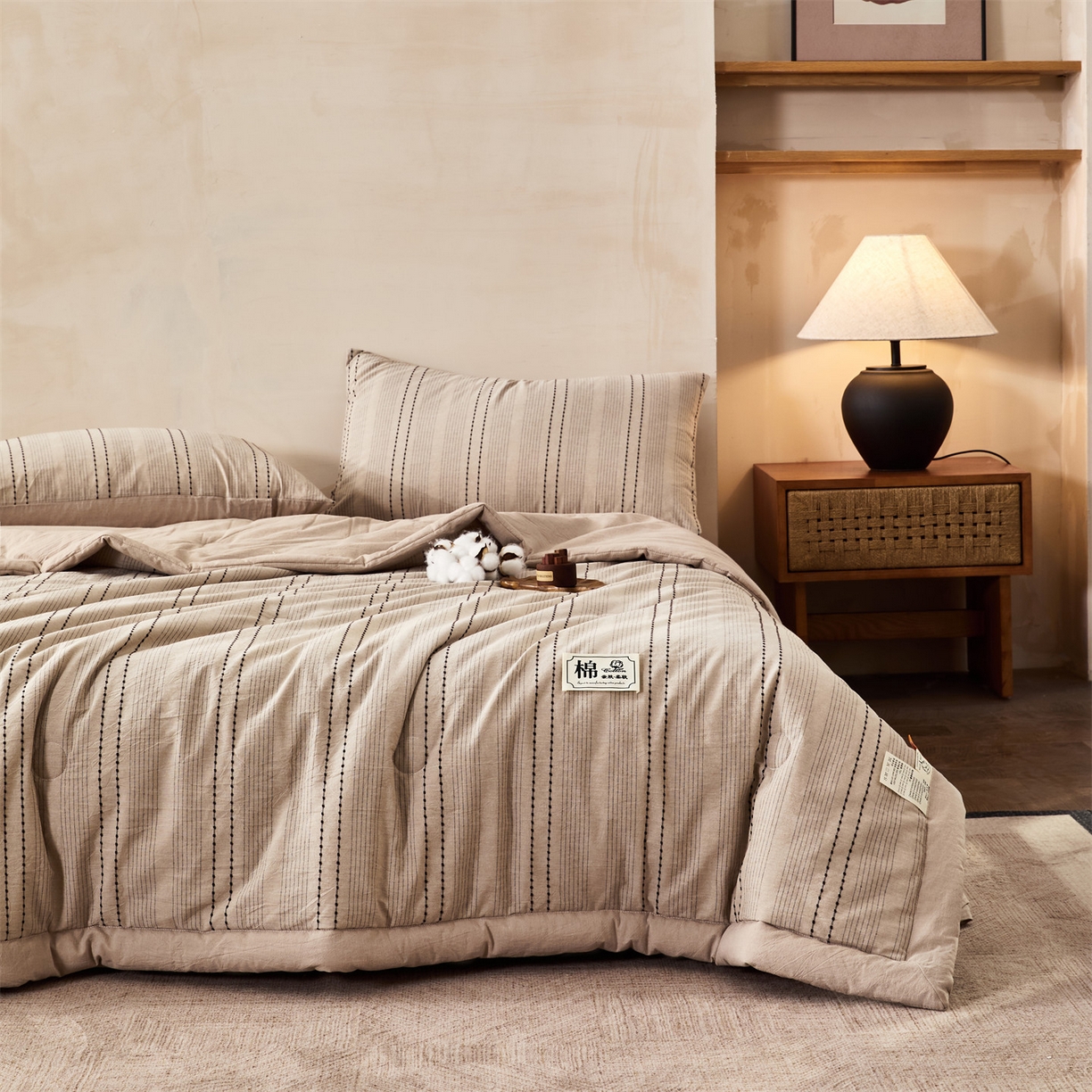 91家纺网 家纺一手货源 找家纺 （总）恬思语家纺 2026新款全棉色织提花棉花夏被夏凉被空调被-流光