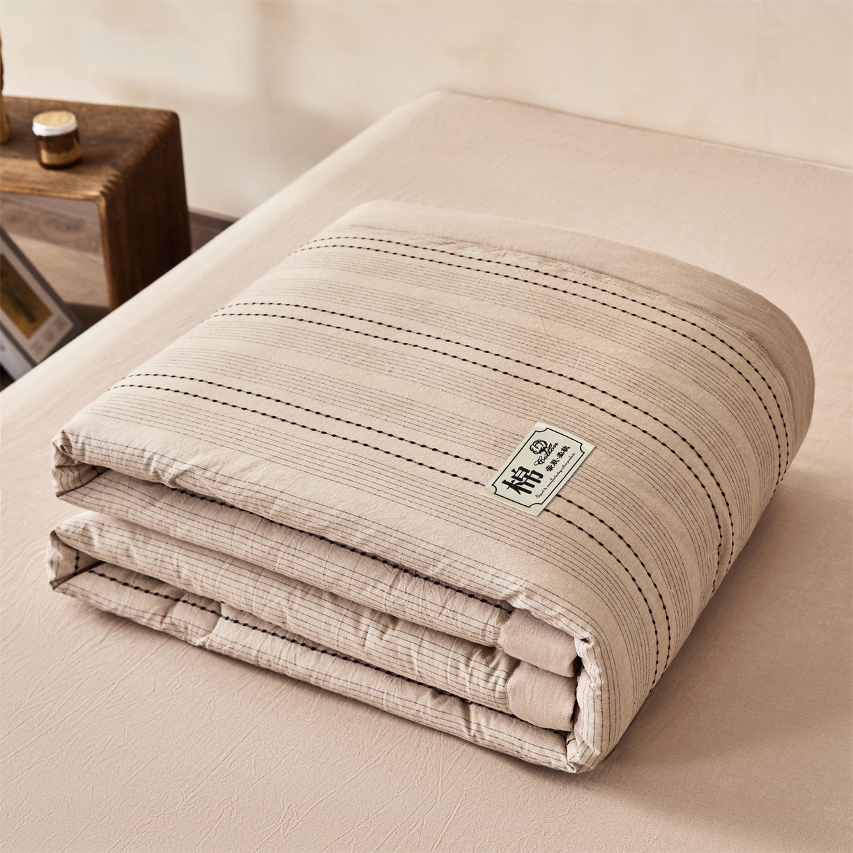 91家纺网 家纺一手货源 找家纺 恬思语家纺 2026新款全棉色织提花棉花夏被夏凉被空调被-流光 流光-咖