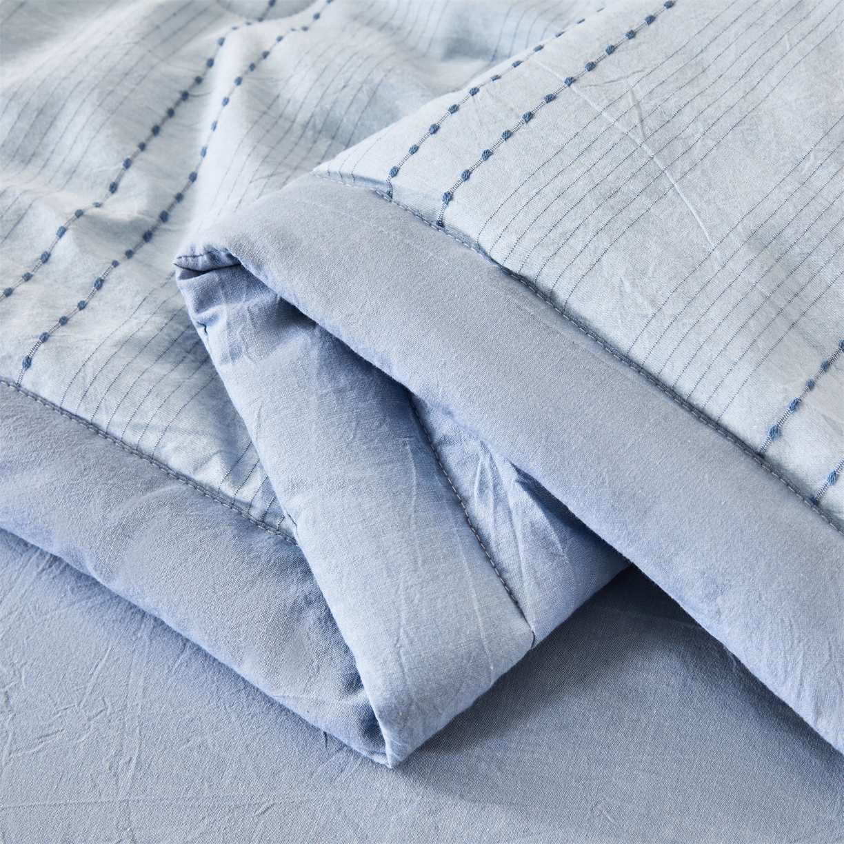 91家纺网 家纺一手货源 找家纺 恬思语家纺 2026新款全棉色织提花棉花夏被夏凉被空调被-流光 流光-蓝