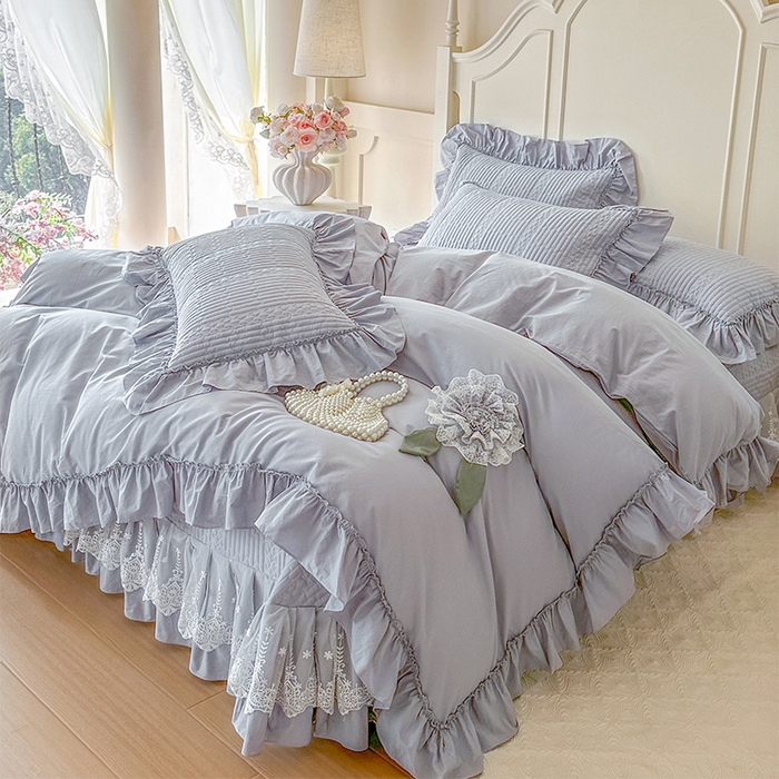 瑞宝 2026新款全棉水洗棉床盖四件套-初夏 严格控价。利润不低于90 除平台优惠券 雾蓝