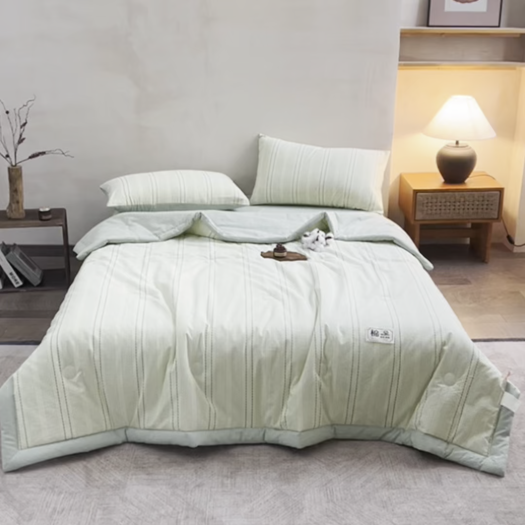 91家纺网 家纺一手货源 找家纺 恬思语家纺 2026新款全棉色织提花棉花夏被夏凉被空调被-流光 流光-粉