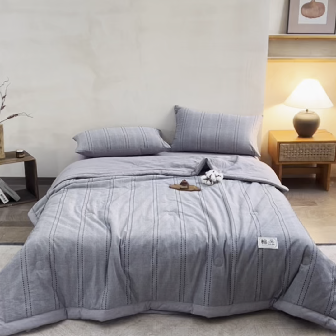 91家纺网 家纺一手货源 找家纺 恬思语家纺 2026新款全棉色织提花棉花夏被夏凉被空调被-流光 流光-咖