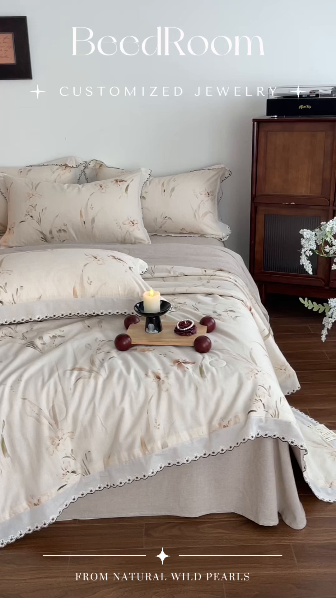 91家纺网 家纺一手货源 找家纺 慕晨 2026新款天丝莱赛尔棉麻数码印色织花边夏被四件套高级田园美式直播热款 丁岚