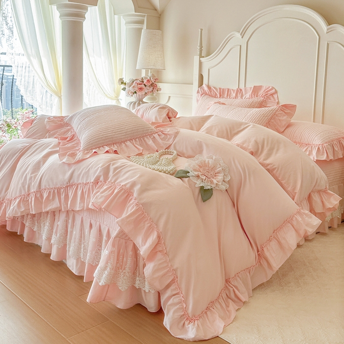 瑞宝 2026新款全棉水洗棉床盖四件套-初夏 严格控价。利润不低于90 除平台优惠券 蜜粉