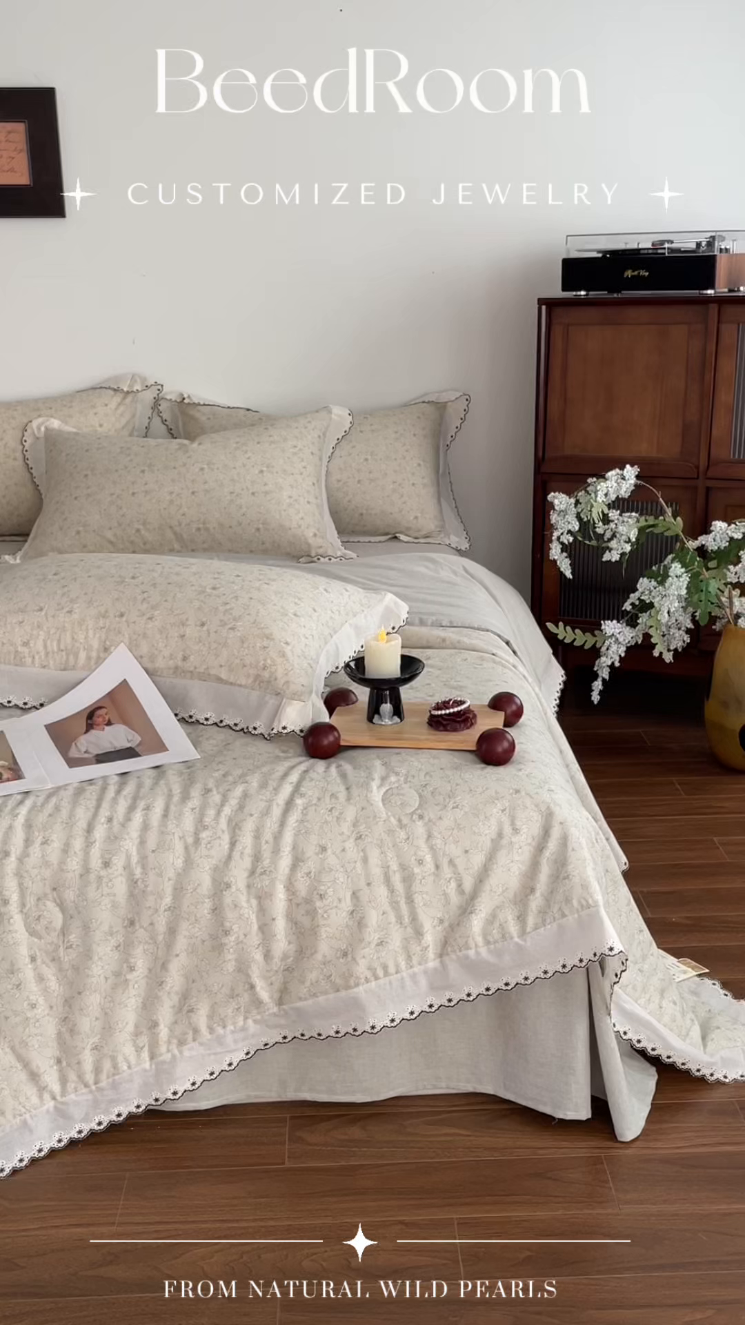 91家纺网 家纺一手货源 找家纺 慕晨 2026新款天丝莱赛尔棉麻数码印色织花边夏被四件套高级田园美式直播热款 归宁