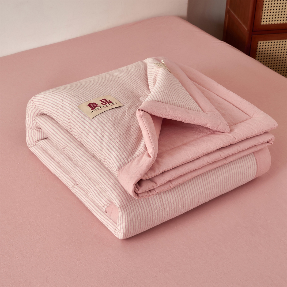 91家纺网 家纺一手货源 找家纺 （总）恬思语家纺 2026新款春夏新款棉麻条纹棉花夏被空调被夏凉被