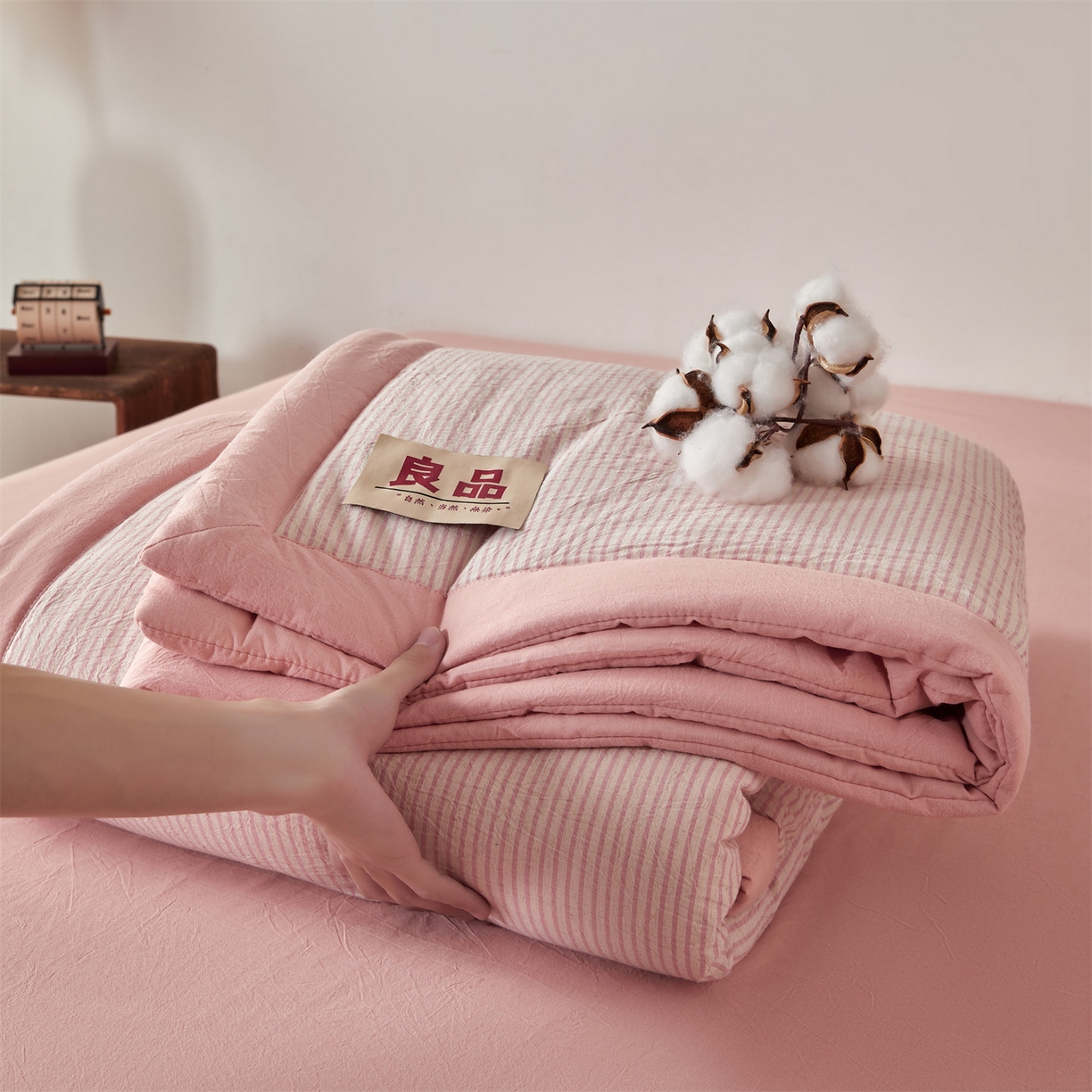 91家纺网 家纺一手货源 找家纺 （总）恬思语家纺 2026新款春夏新款棉麻条纹棉花夏被空调被夏凉被