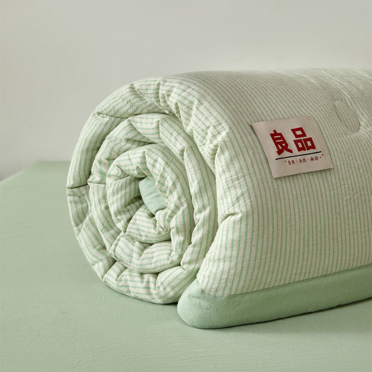 91家纺网 家纺一手货源 找家纺 恬思语家纺 2026新款春夏新款棉麻条纹棉花夏被空调被夏凉被 棉麻条-绿