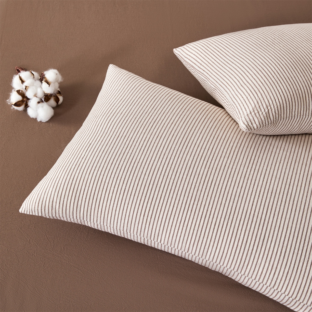 91家纺网 家纺一手货源 找家纺 恬思语家纺 2026新款春夏新款棉麻条纹棉花夏被空调被夏凉被 棉麻条-咖