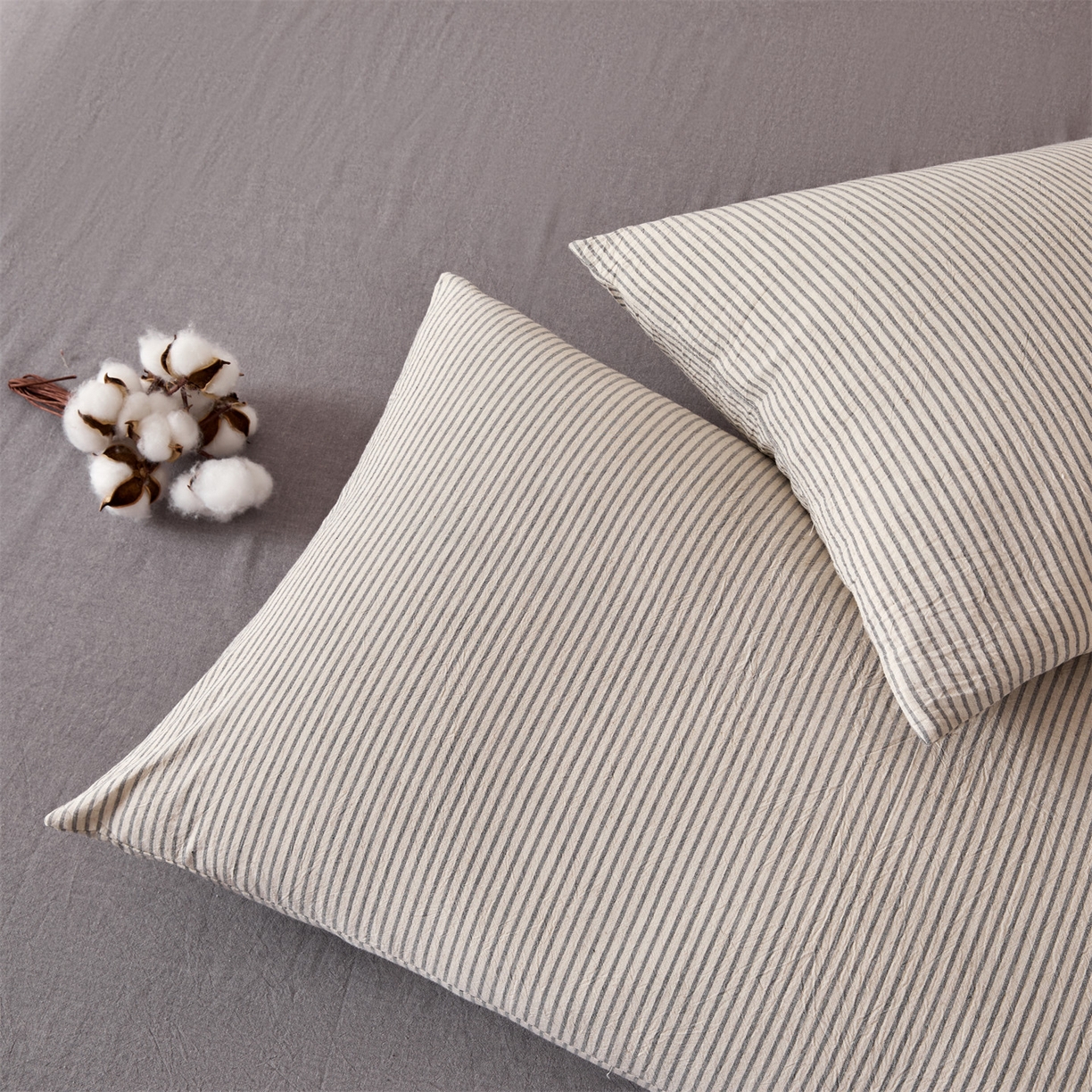 91家纺网 家纺一手货源 找家纺 恬思语家纺 2026新款春夏新款棉麻条纹棉花夏被空调被夏凉被 棉麻条-灰