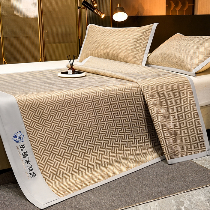 91家纺网 家纺一手货源 找家纺 （总）999家纺 2026新款加厚三明治抗菌冰丝藤凉席三件套冰丝软席藤席