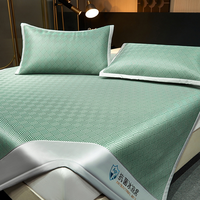 91家纺网 家纺一手货源 找家纺 999家纺 2026新款加厚三明治抗菌冰丝藤凉席三件套冰丝软席藤席 冰岛-清新绿