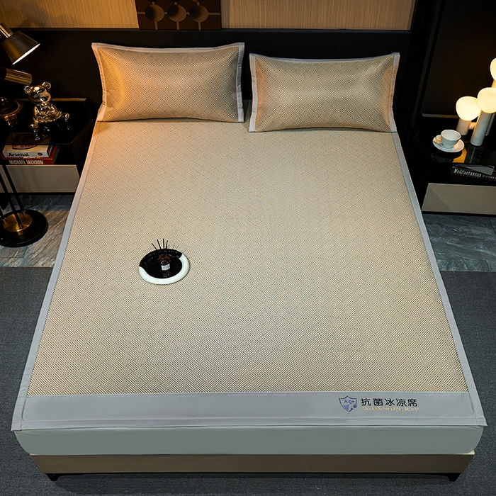 91家纺网 家纺一手货源 找家纺 999家纺 2026新款加厚三明治抗菌冰丝藤凉席三件套冰丝软席藤席 冰岛-时尚咖