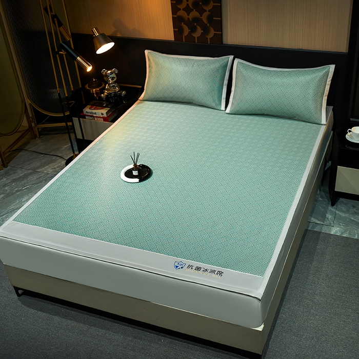 91家纺网 家纺一手货源 找家纺 999家纺 2026新款加厚三明治抗菌冰丝藤凉席三件套冰丝软席藤席 冰岛-清新绿