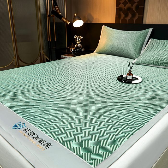 91家纺网 家纺一手货源 找家纺 999家纺 2026新款加厚三明治抗菌冰丝藤凉席三件套冰丝软席藤席 冰岛-清新绿