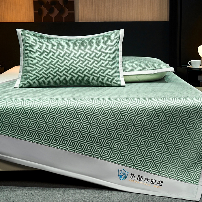 91家纺网 家纺一手货源 找家纺 999家纺 2026新款加厚三明治抗菌冰丝藤凉席三件套冰丝软席藤席 冰岛-清新绿