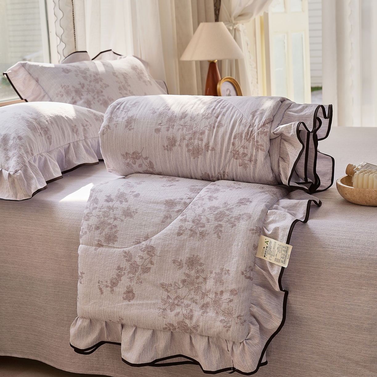 91家纺网 家纺一手货源 找家纺 （总）梵克保罗 2026春夏新款提花色织花边夏被四件套单夏被空调被