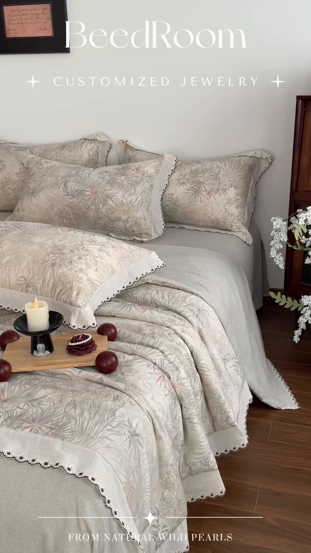 91家纺网 家纺一手货源 找家纺 慕晨 2026新款天丝莱赛尔棉麻数码印色织花边夏被四件套高级田园美式直播热款 禾风