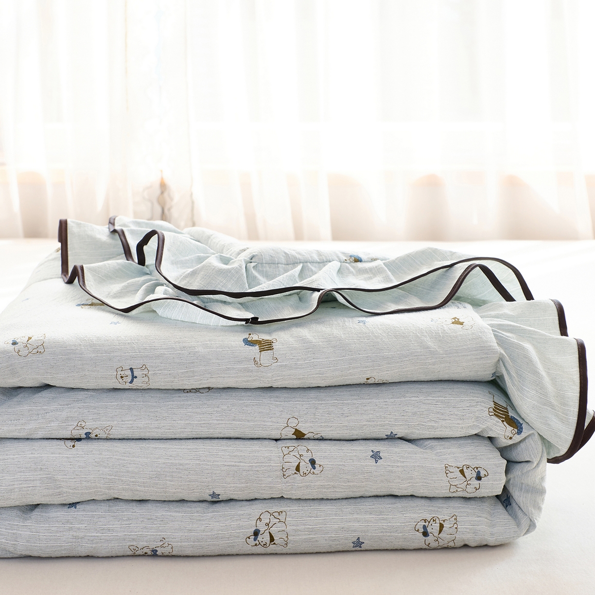 91家纺网 家纺一手货源 找家纺 （总）梵克保罗 2026春夏新款提花色织花边夏被四件套单夏被空调被