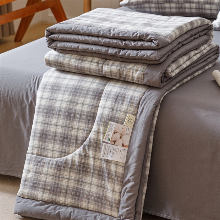 91家纺网 家纺一手货源 找家纺 恬思语家纺 2026新款全棉色织水洗棉棉花夏被夏凉被空调被 轩尼诗 灰