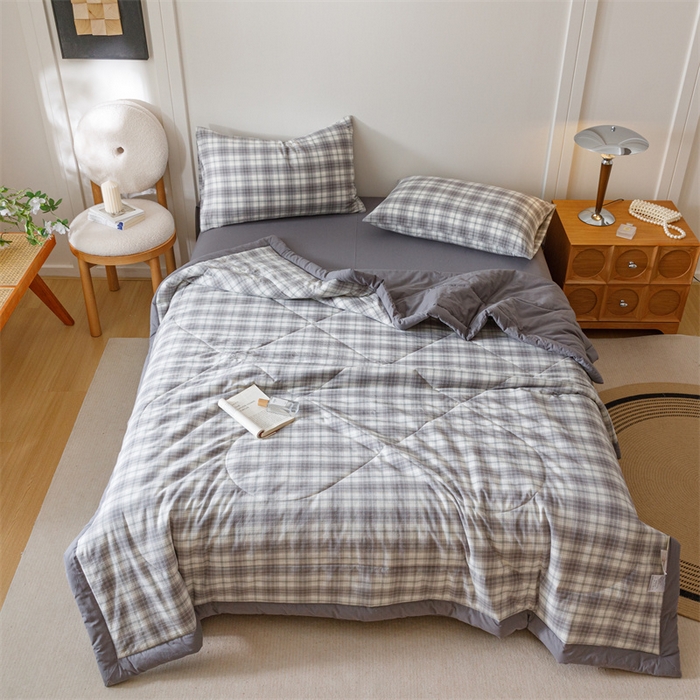 91家纺网 家纺一手货源 找家纺 恬思语家纺 2026新款全棉色织水洗棉棉花夏被夏凉被空调被 轩尼诗 灰