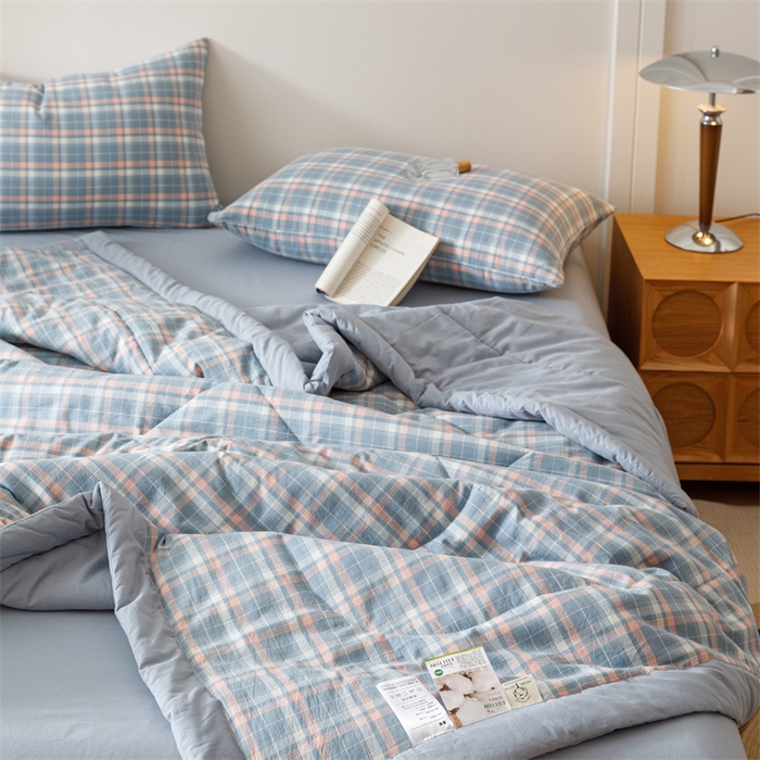 91家纺网 家纺一手货源 找家纺 恬思语家纺 2026新款全棉色织水洗棉棉花夏被夏凉被空调被 洛林 兰