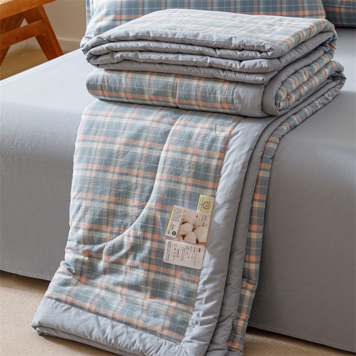 91家纺网 家纺一手货源 找家纺 恬思语家纺 2026新款全棉色织水洗棉棉花夏被夏凉被空调被 洛林 兰