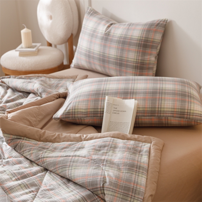 91家纺网 家纺一手货源 找家纺 恬思语家纺 2026新款全棉色织水洗棉棉花夏被夏凉被空调被 霍格 灰