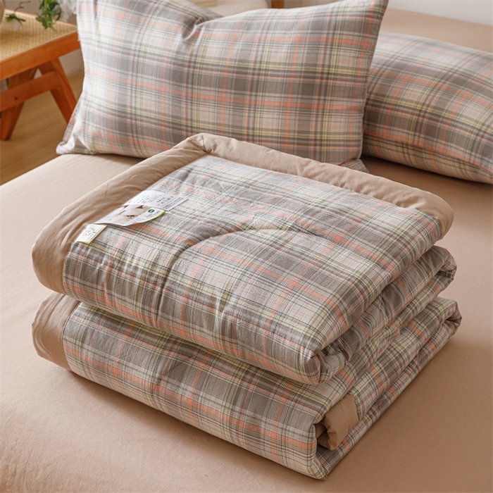 91家纺网 家纺一手货源 找家纺 恬思语家纺 2026新款全棉色织水洗棉棉花夏被夏凉被空调被 霍格 灰